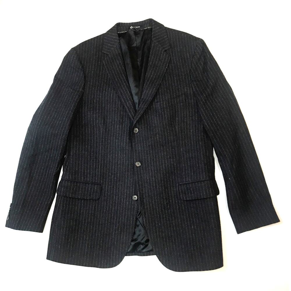 J. Crew English Wool Legacy Sportcoat Blazer 44L Gray Striped 3 Button